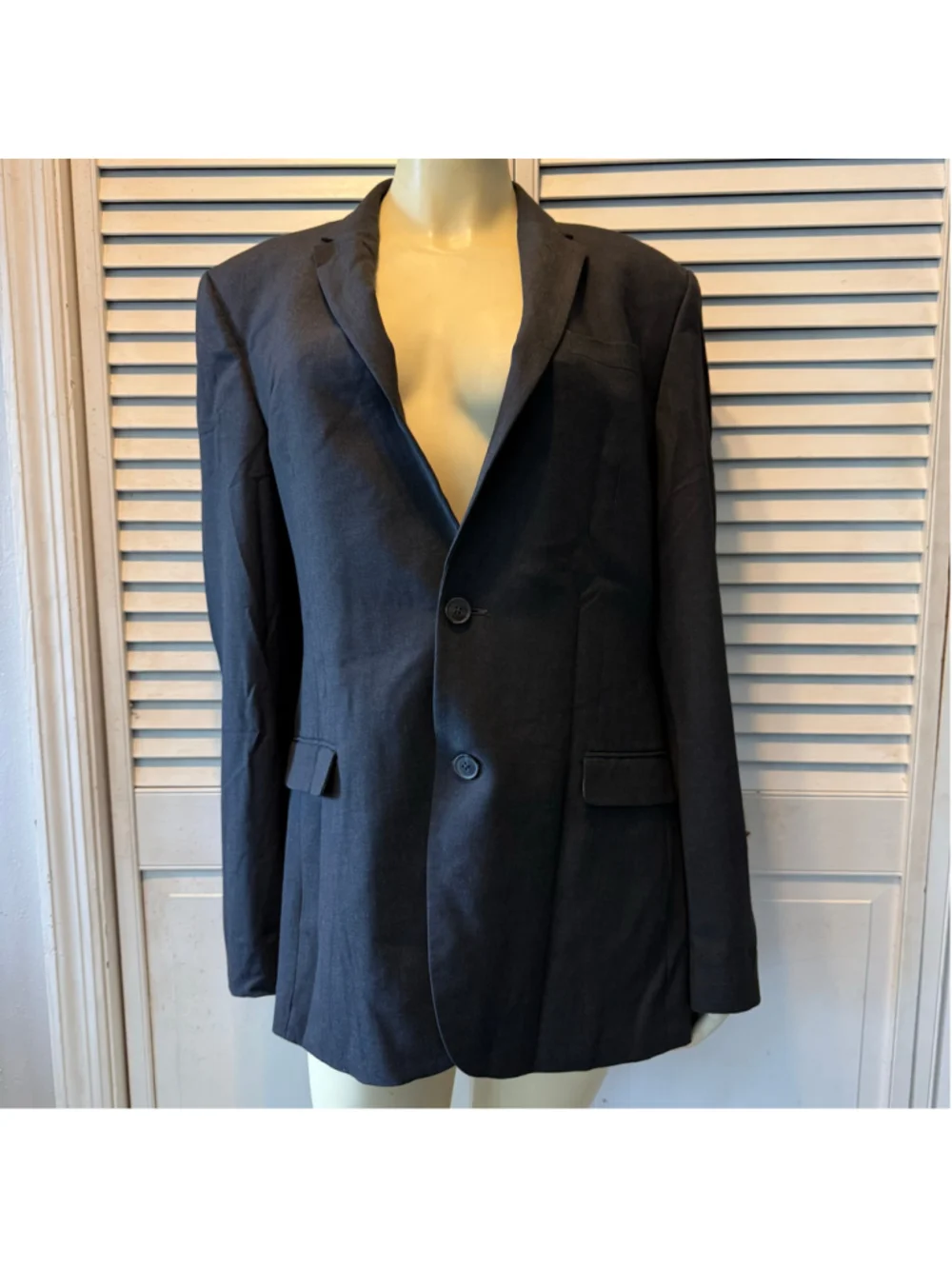 Egara Men’s Blazer 42L Skinny Fit Stretch Charcoal Gray 2 Button Coat